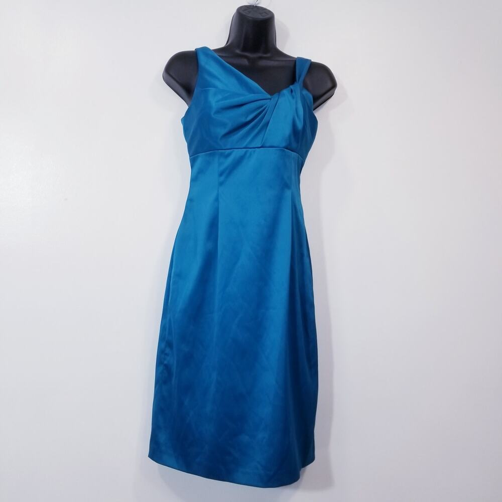 Eliza J New York Knot Sateen Sheath Teal Cocktail Dress